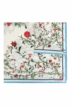 Givenchy WHITE Silk scarf with floral motif
