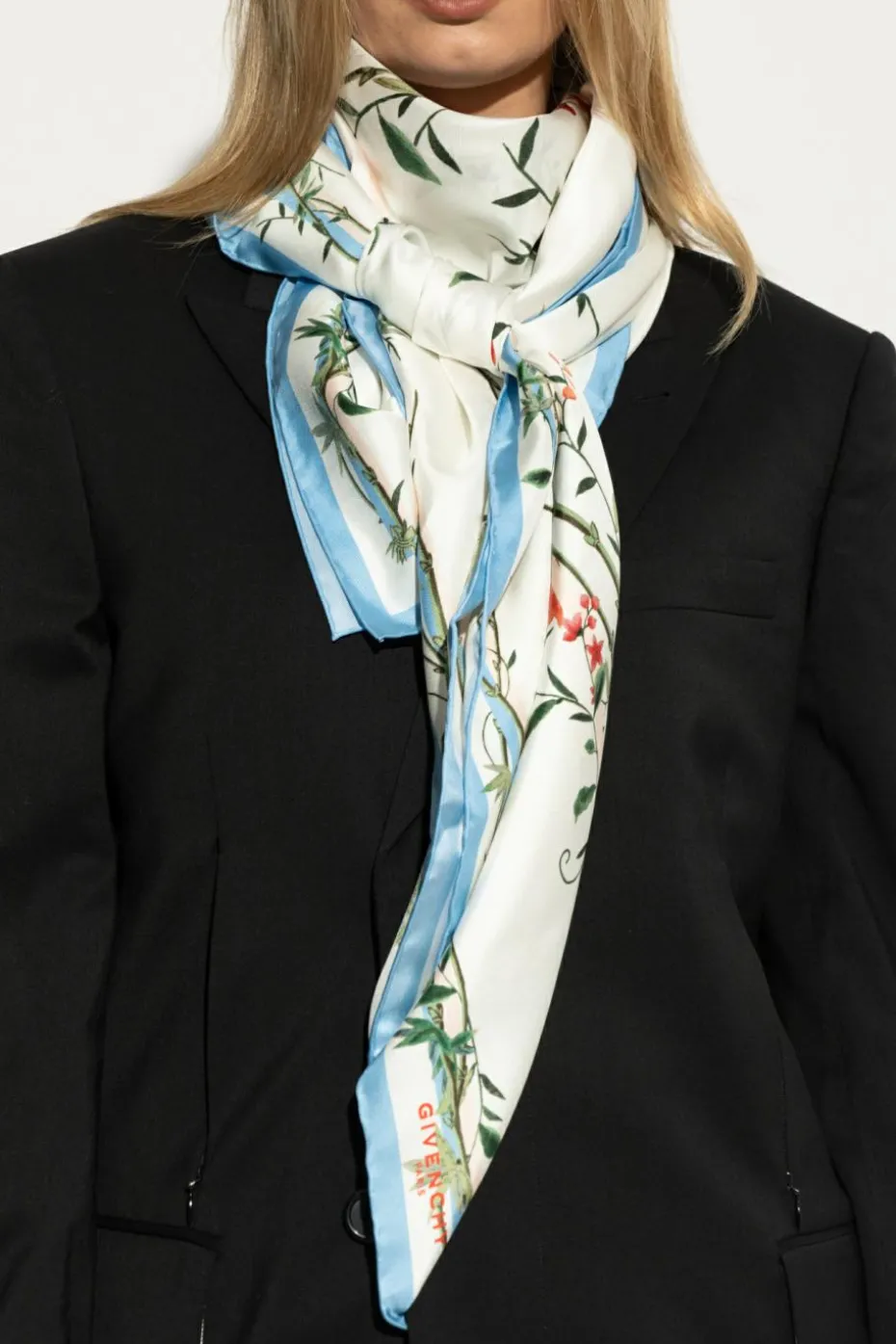 Givenchy WHITE Silk scarf with floral motif