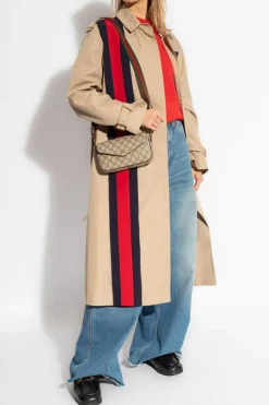 Gucci beige Coat with Web stripe