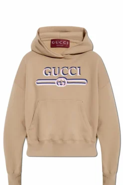Gucci beige Hoodie with printed logo