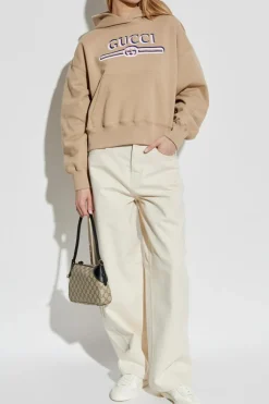Gucci beige Hoodie with printed logo