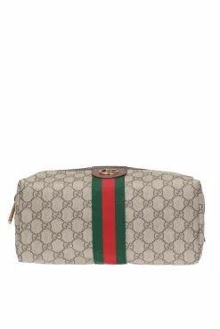 Gucci beige ‘Ophidia’ wash bag with logo
