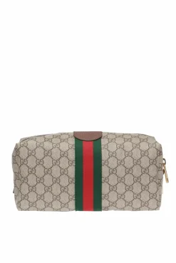 Gucci beige ‘Ophidia’ wash bag with logo