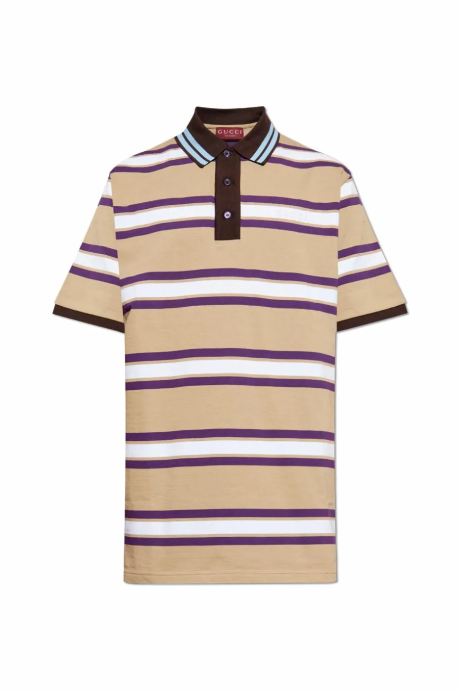 Gucci beige Polo with stripe pattern
