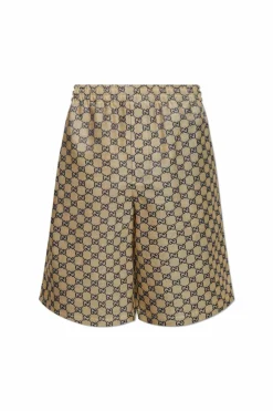 Gucci beige Shorts with `GG` pattern
