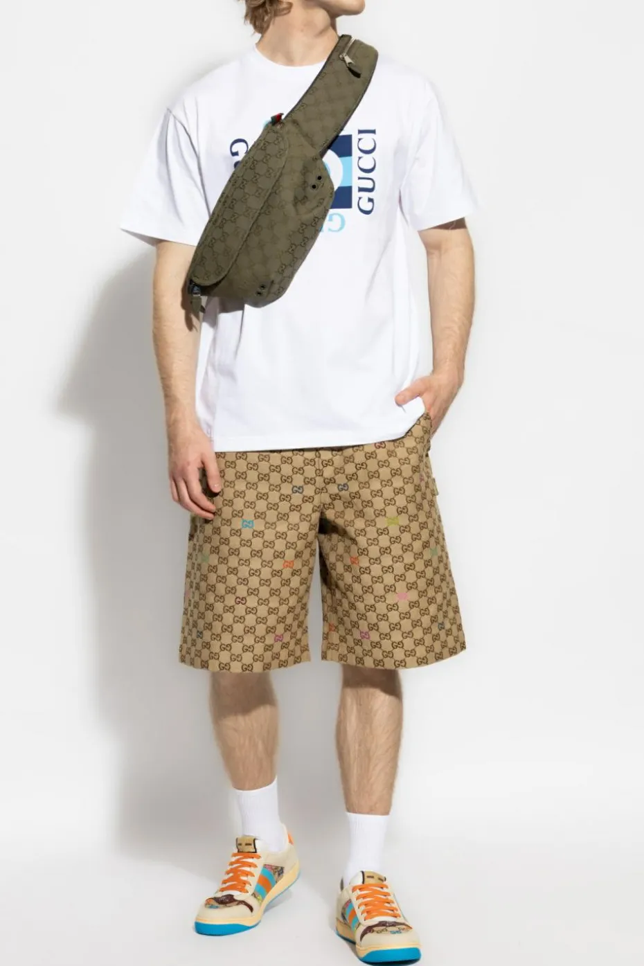 Gucci beige Shorts with "GG" pattern
