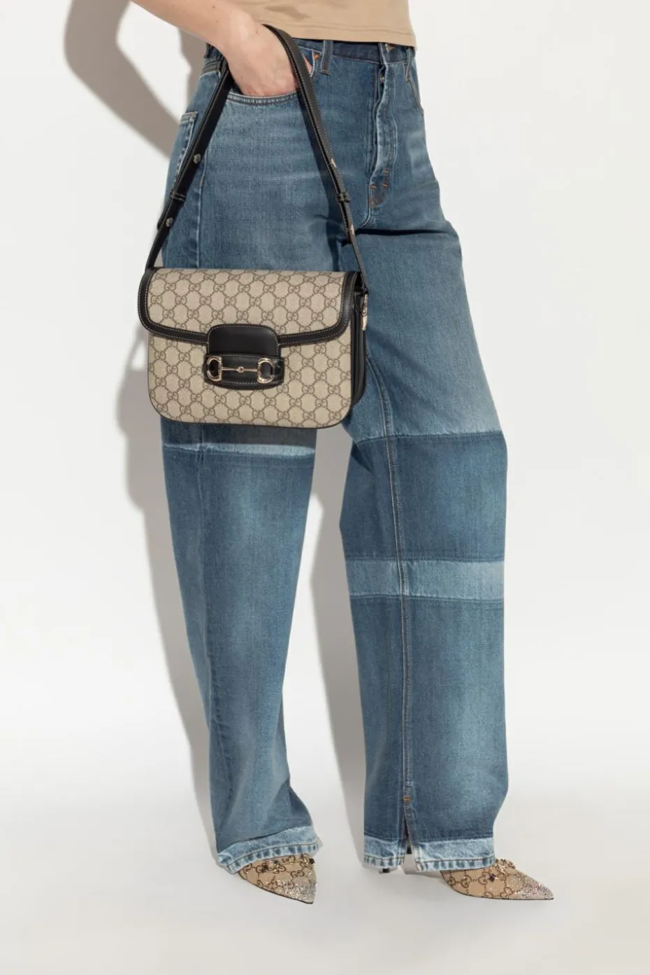 Gucci beige Shoulder bag Horsebit 1955 Soft Small