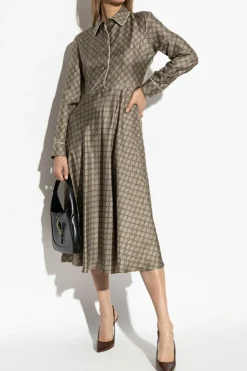 Gucci beige Silk dress with waist belt
