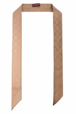 Gucci beige Silk scarf with 'GG' pattern
