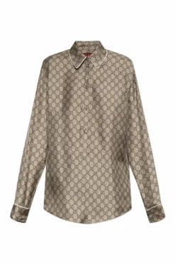 Gucci beige Silk shirt with GG pattern