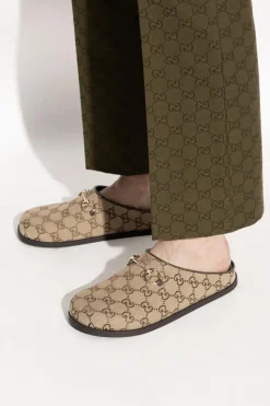 Gucci beige Slides with 'Horsebit' buckle