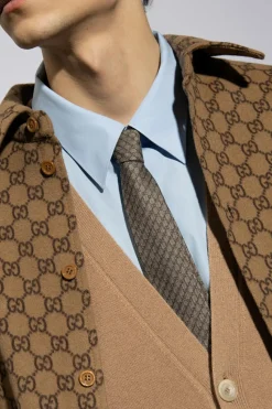 Gucci beige Tie with monogram