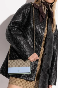 Gucci beige Wallet on a chain GG Marmont
