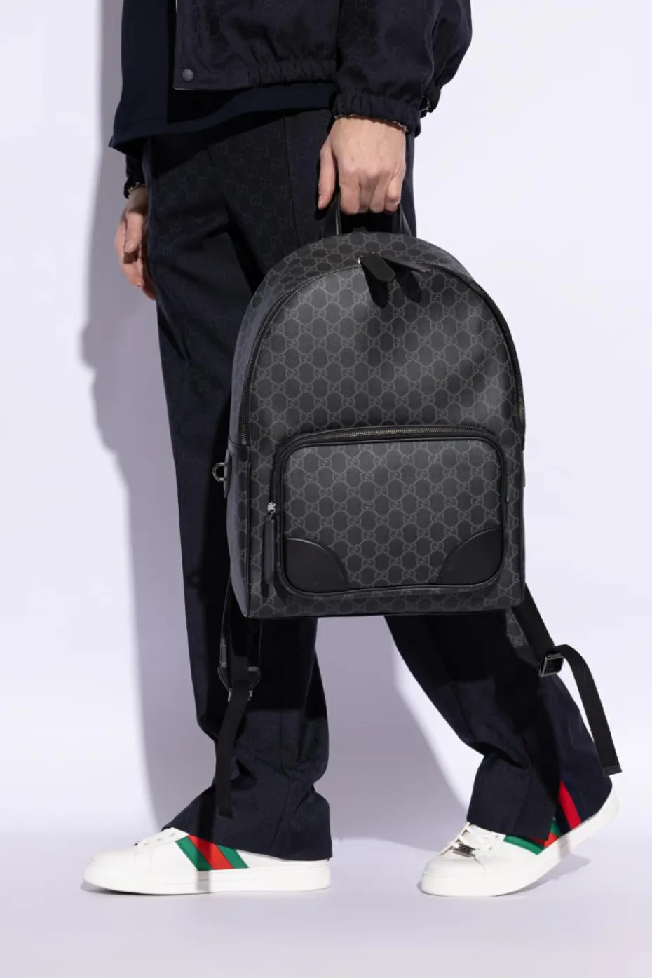 Gucci BLACK Backpack GG Emblem Medium