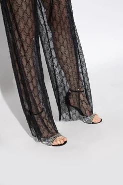Gucci BLACK Bejewelled heeled sandals