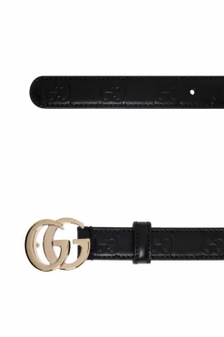Gucci BLACK Belt with embossed logo
