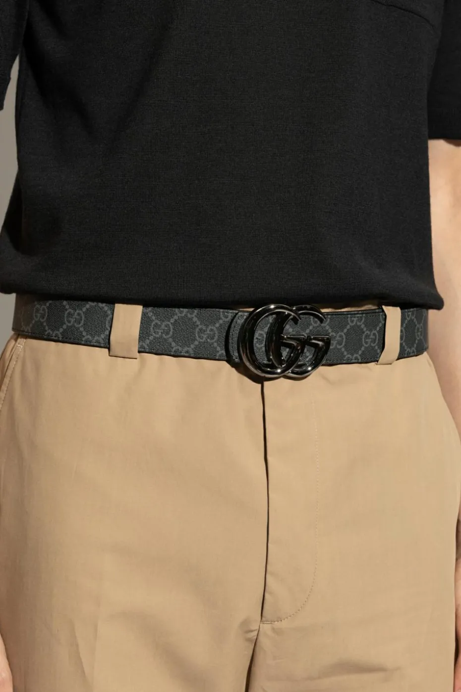 Gucci BLACK Belt with "GG" pattern