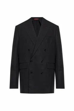 Gucci BLACK Double-breasted blazer with embroidered logo