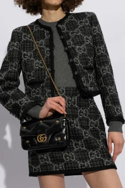 Gucci BLACK ‘GG Marmont Mini’ quilted shoulder bag