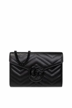 Gucci BLACK ‘GG Marmont Mini’ wallet on chain