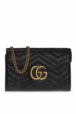 Gucci BLACK 'GG Marmont' quilted shoulder bag
