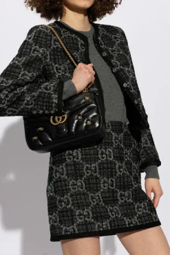 Gucci BLACK ‘GG Marmont Small’ quilted shoulder bag