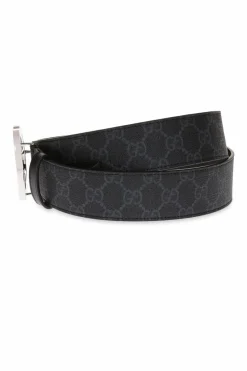 Gucci BLACK 'GG Supreme' canvas belt