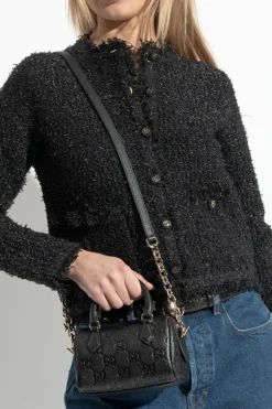 Gucci BLACK Handbag Gg Emblem Super Mini Top