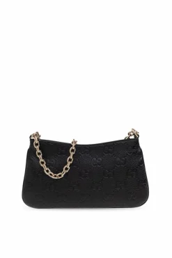 Gucci BLACK Handbag GG Emblem Super Mini