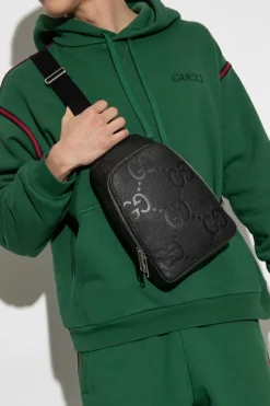 Gucci BLACK ‘Jumbo GG’ one-shoulder backpack