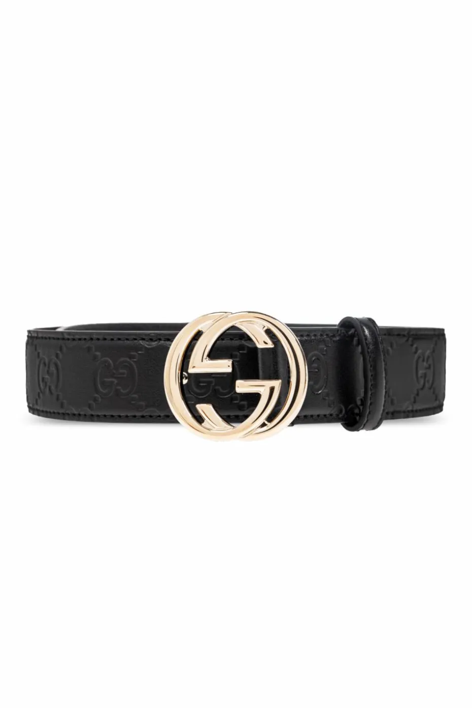 Gucci BLACK Leather belt with monogram