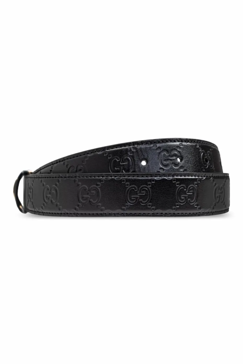 Gucci BLACK Leather belt with monogram