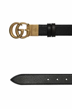 Gucci BLACK Leather belt with logo