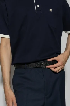 Gucci BLACK Leather belt with logo