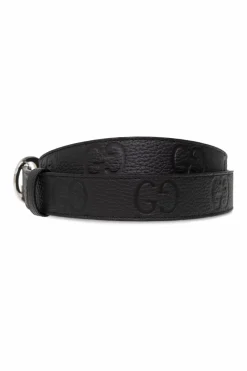 Gucci BLACK Leather belt with logo