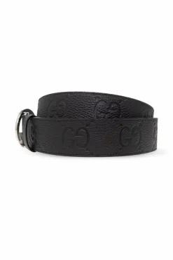 Gucci BLACK Leather belt with logo