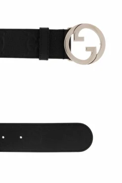 Gucci BLACK Leather belt with logo