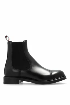 Gucci BLACK Leather boots with ‘Web’ strap