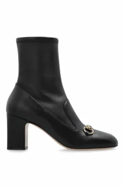 Gucci BLACK Leather heeled ankle boots