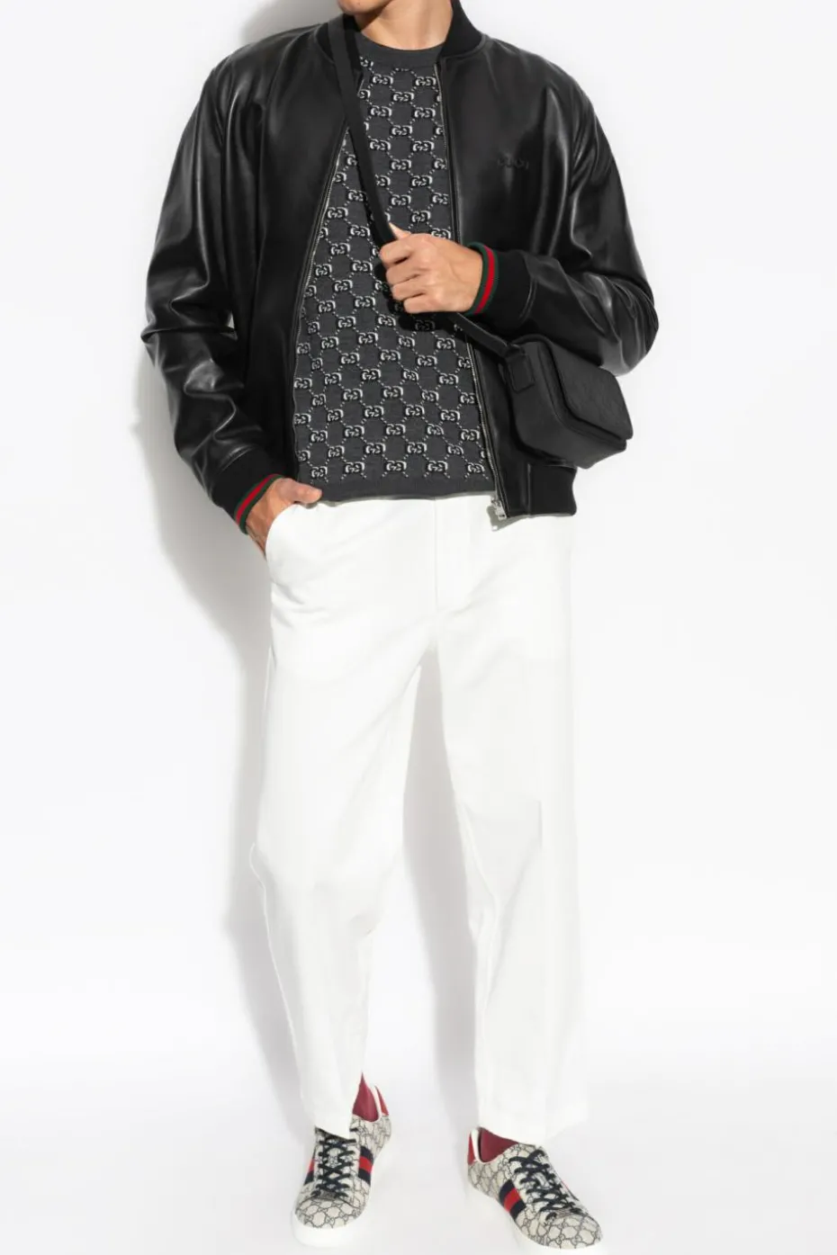 Gucci BLACK Leather jacket type bomber