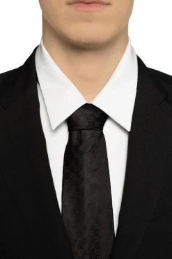 Gucci BLACK Patterned logo tie