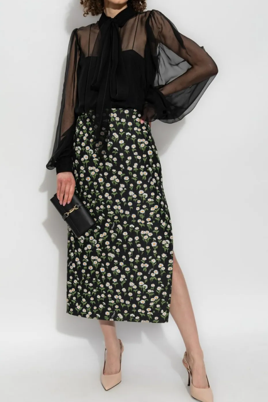 Gucci BLACK Patterned skirt with slit