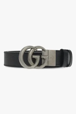 Gucci BLACK Reversible belt with logo