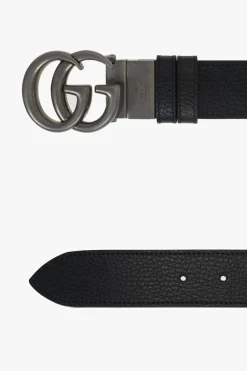 Gucci BLACK Reversible belt with logo