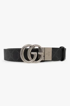 Gucci BLACK Reversible belt with logo