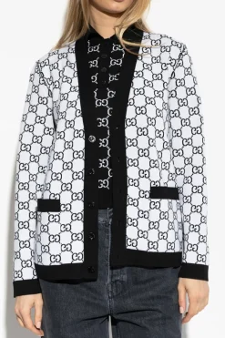Gucci BLACK Reversible cardigan with GG pattern
