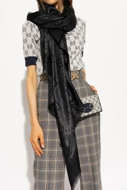 Gucci BLACK Shawl with GG pattern