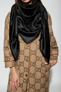 Gucci BLACK Shawl with logo