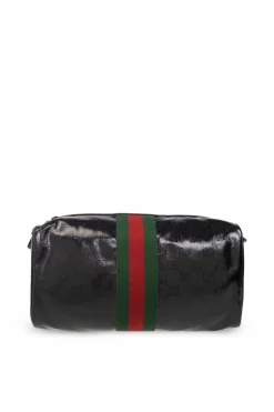 Gucci BLACK Wash bag with ‘Web’ stripe