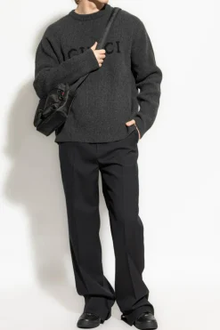 Gucci BLACK Wool trousers with crease